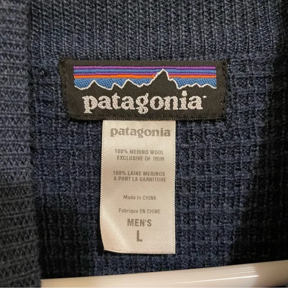 Patagonia 100% Merino Wool Men’s Waffle Knit Half-Zip Sweater – Size L - Picture 6 of 6